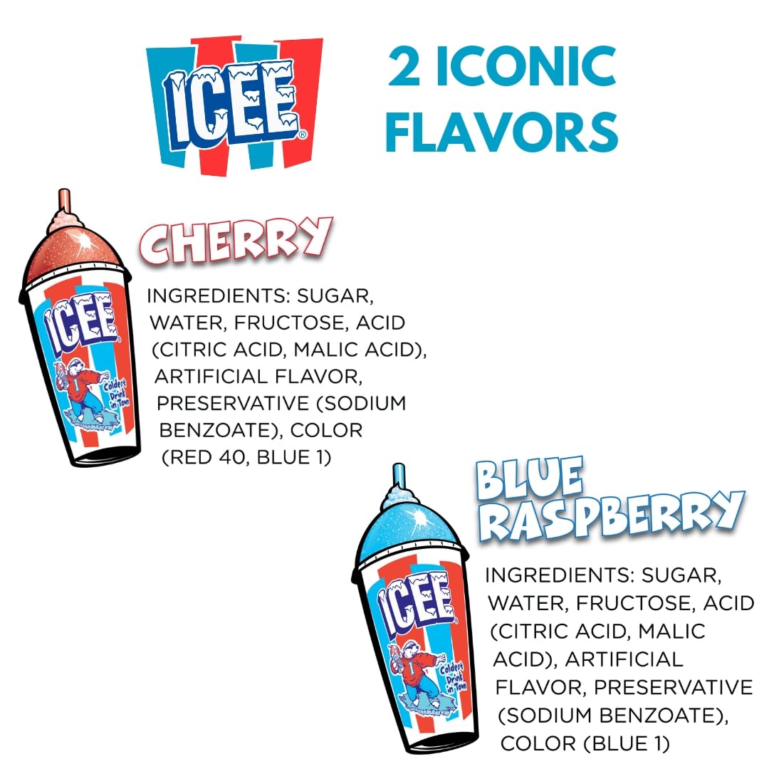 Fizz Creations ICEE syrup pouring into a glass for slushies.