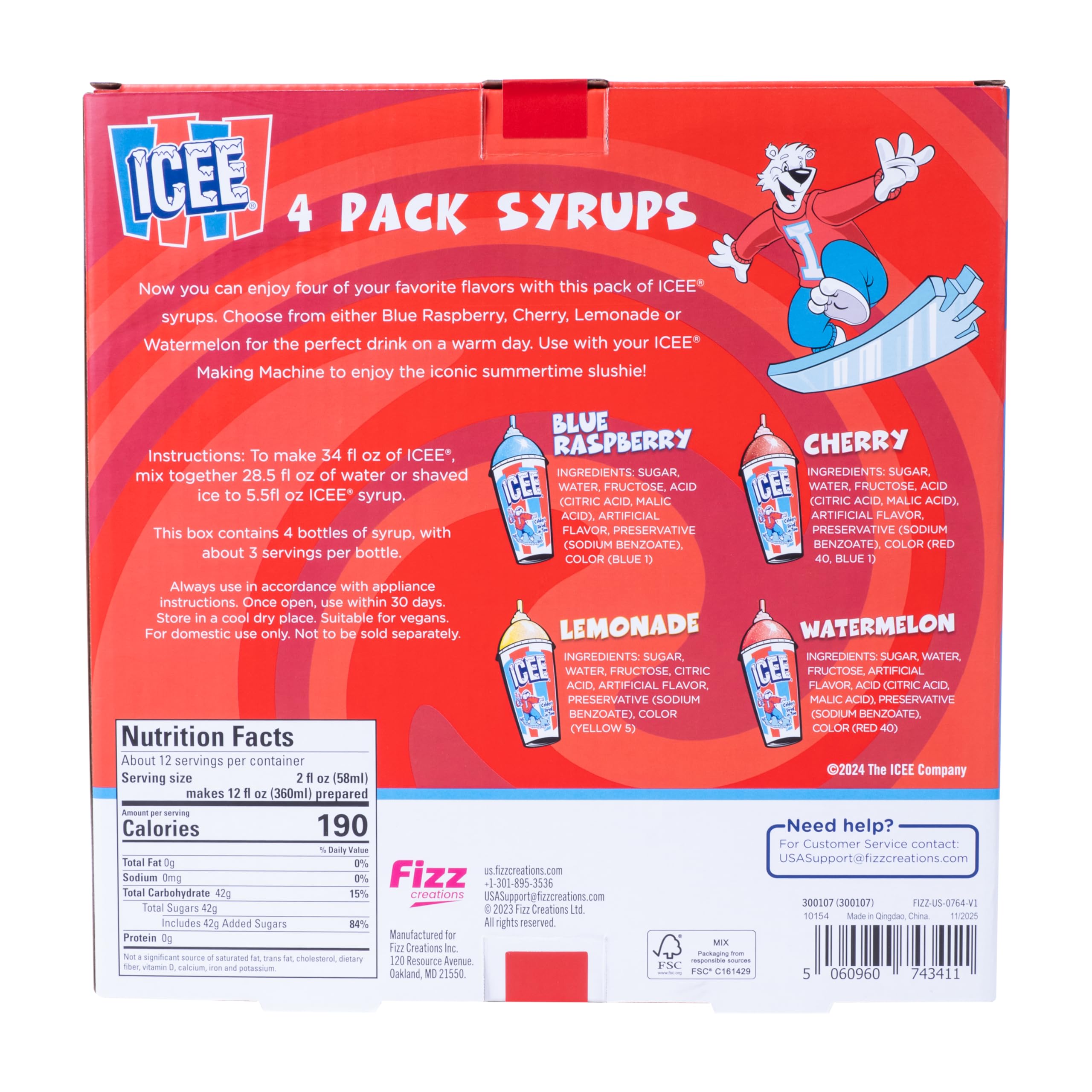 Fizz Creations ICEE syrups ideal for snow cones and party-ready treats.