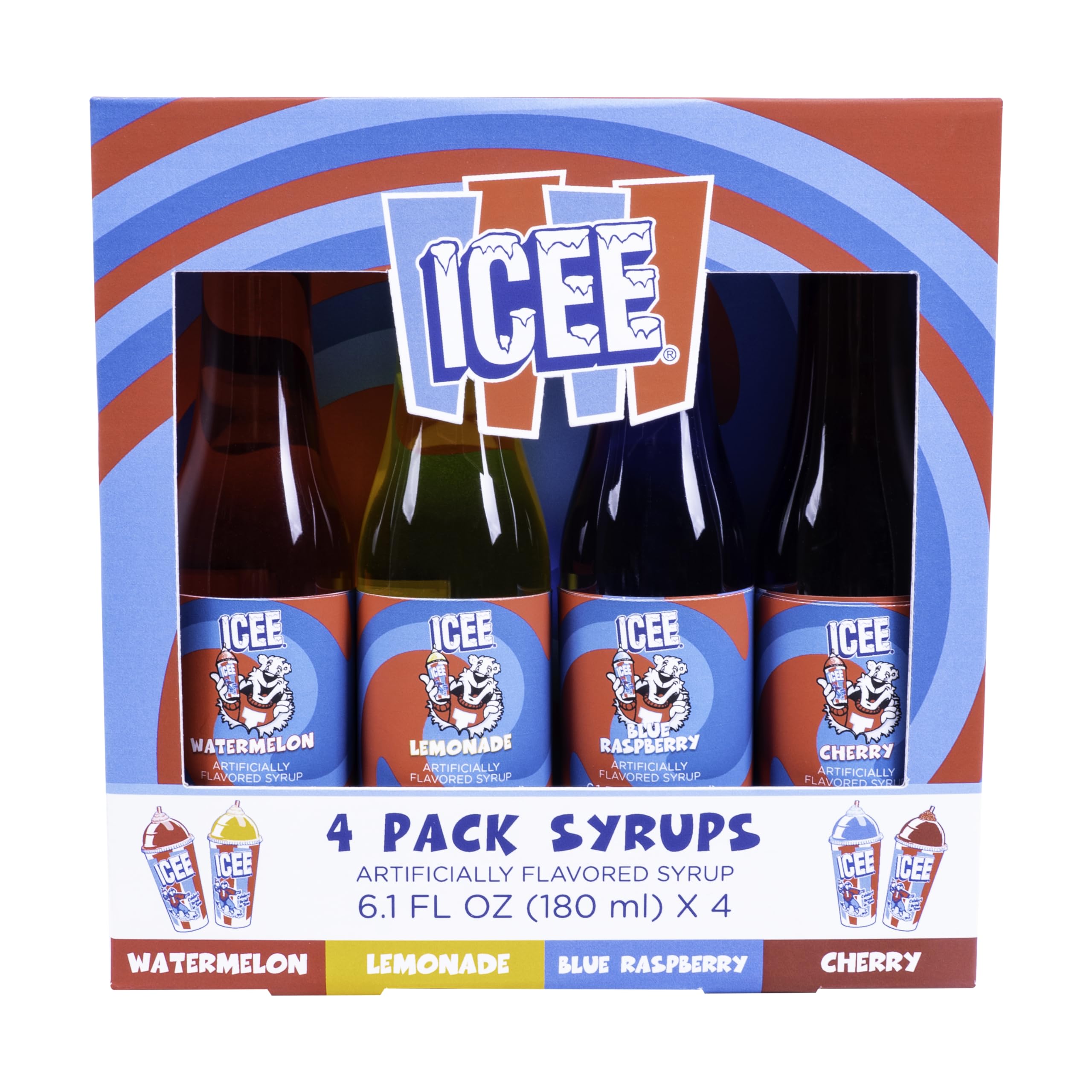 Fizz Creations ICEE Watermelon bottle pour for nostalgia-filled shaved ice at home.