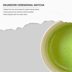 FKRO matcha cup with foamy top, ideal for traditional sipping.