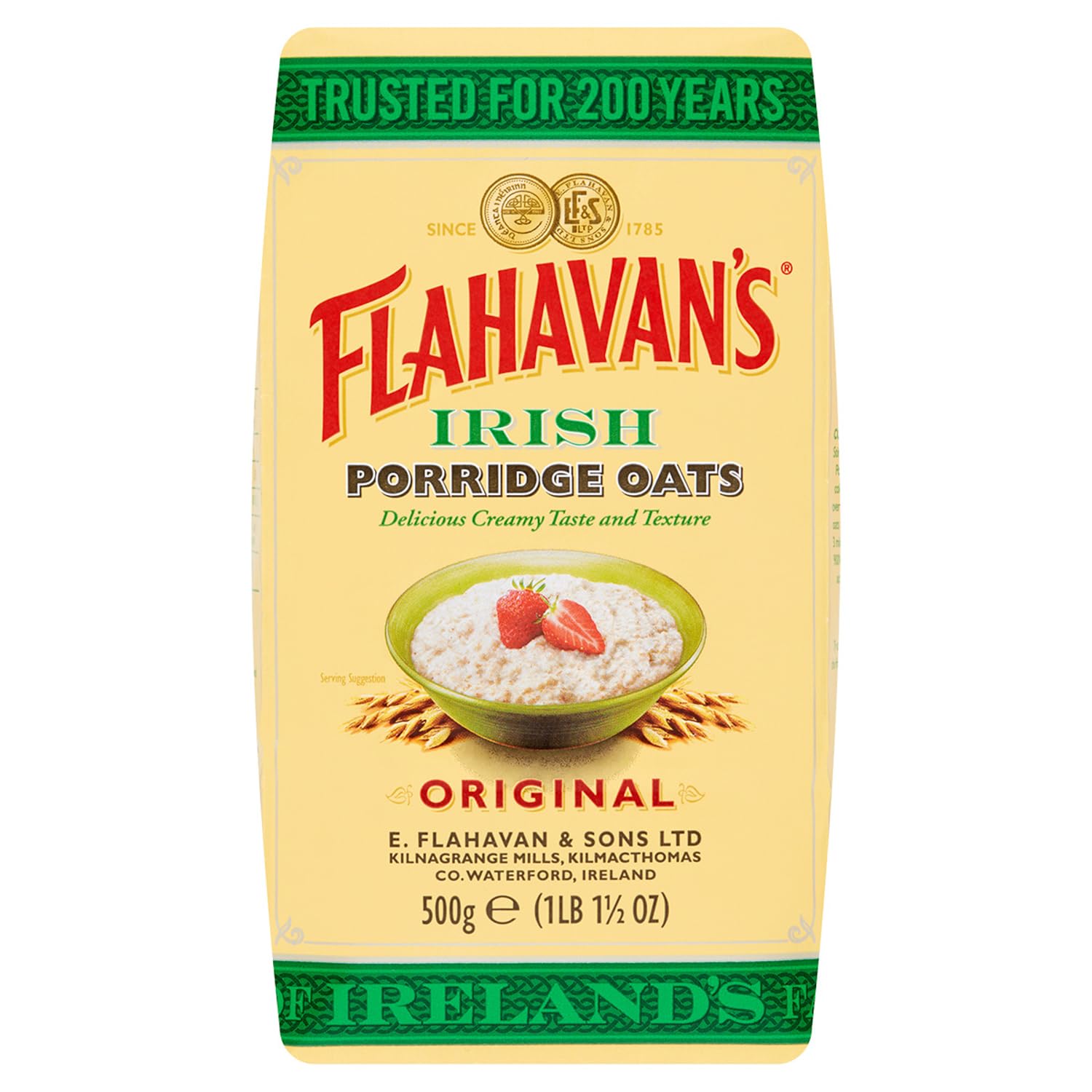 Flahavan's Irish porridge oats 500g pack for a creamy breakfast
