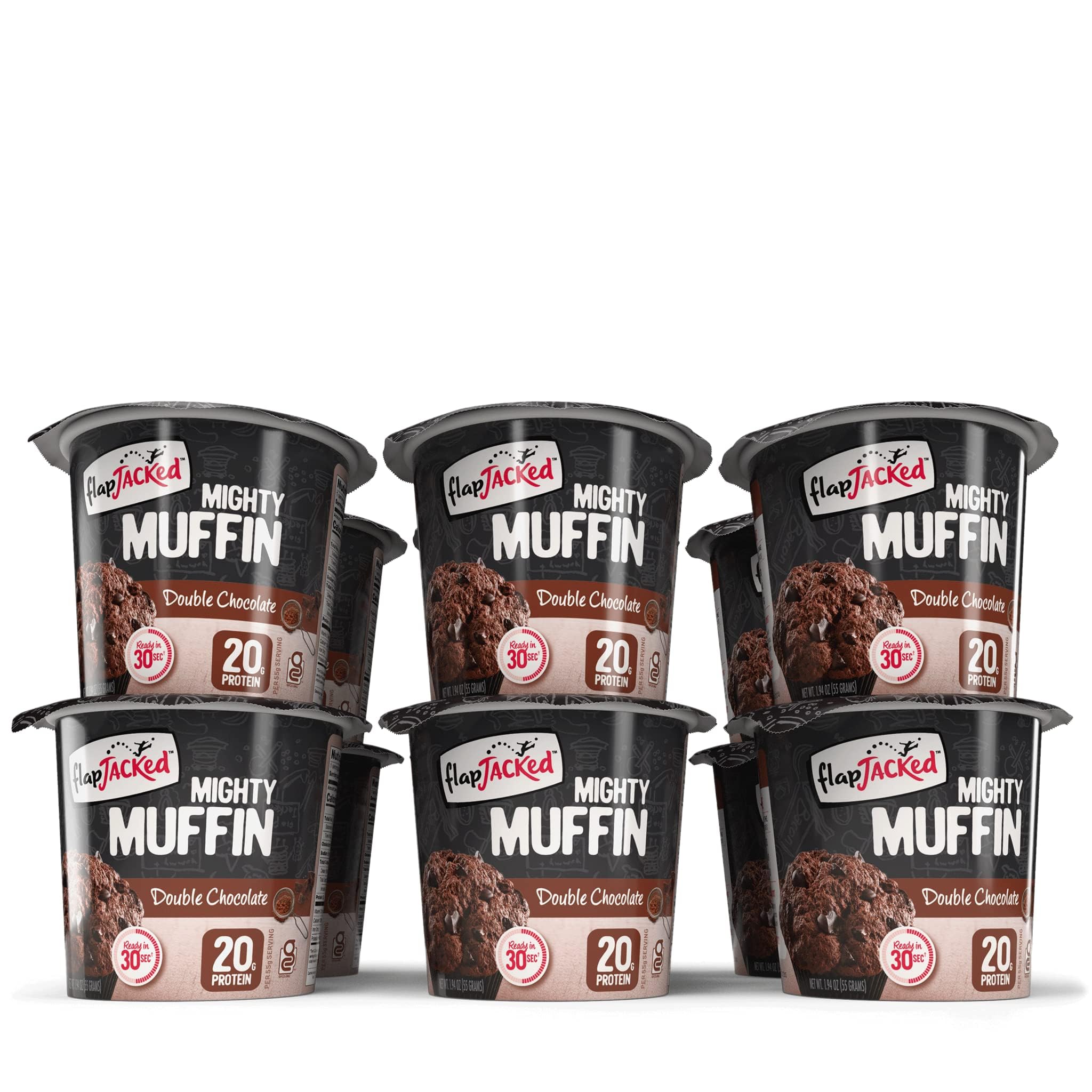FlapJacked Mighty Muffins gluten-free label, high protein convenience.