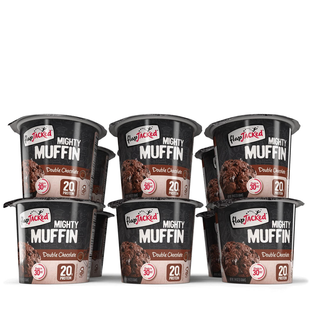 FlapJacked Mighty Muffins gluten-free label, high protein convenience.