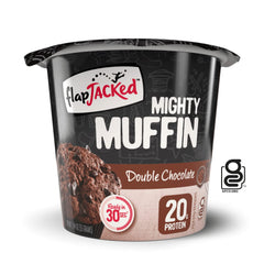 FlapJacked Mighty Muffins pack front view, gluten-free protein snack option.