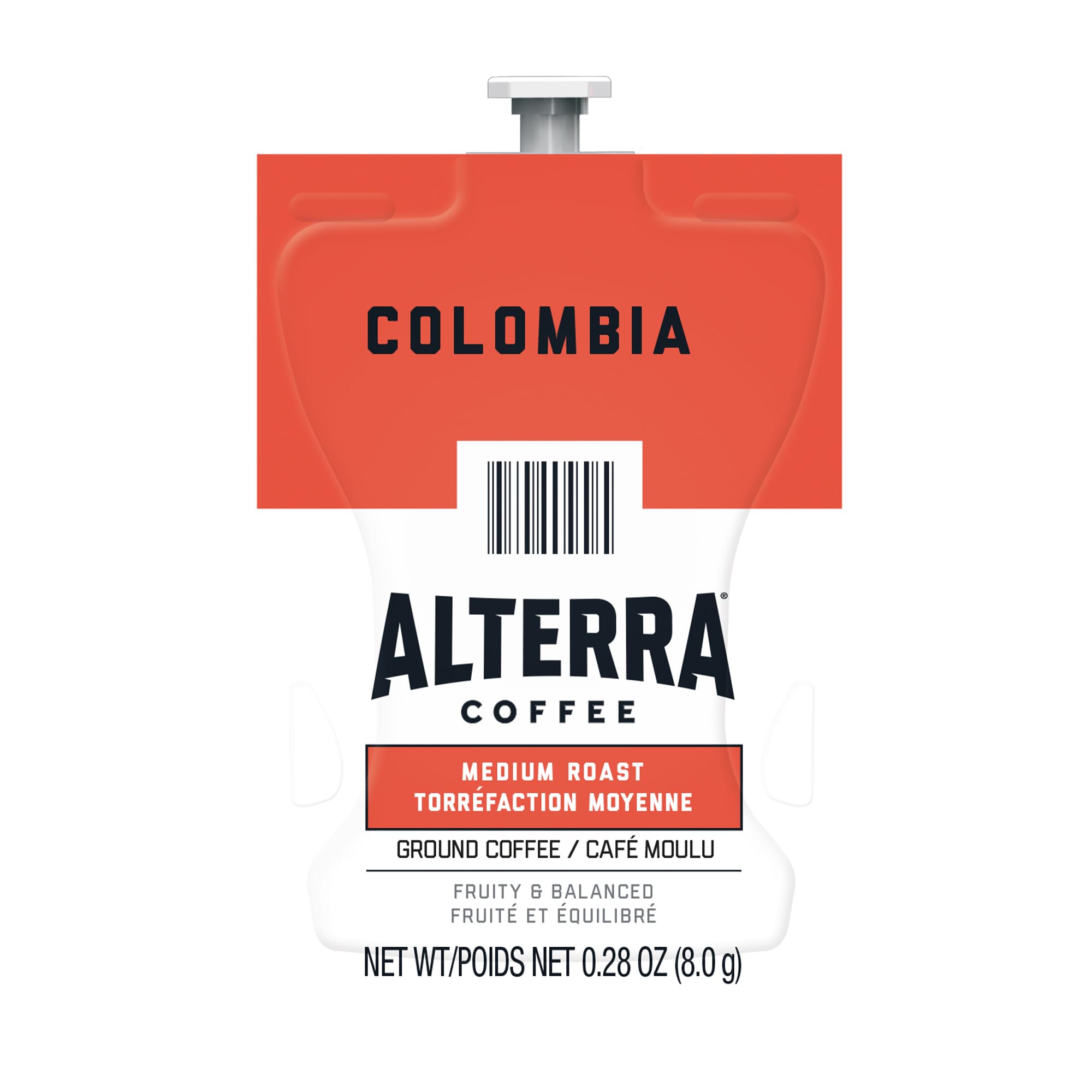 Flavia Alterra Colombia Freshpacks 100 case showing single-serve packaging for drip coffee