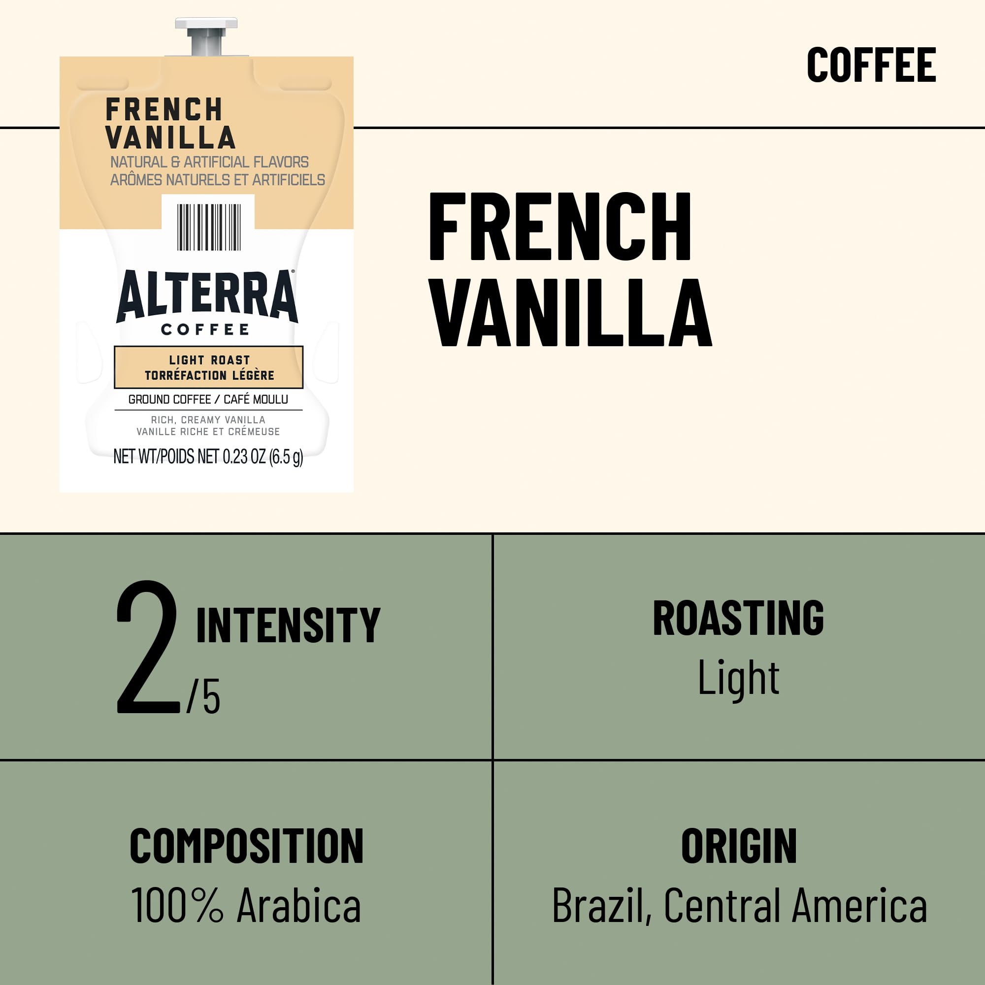 Flavia Alterra French Vanilla Freshpack prepared for compatible Flavia brewers