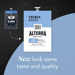 Flavia ALTERRA French Roast Arabica beans highlight premium aroma and depth.
