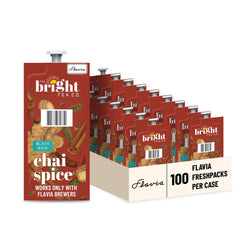 Flavia Bright Tea Co. chai spice freshpack brew for a single-serve cup.