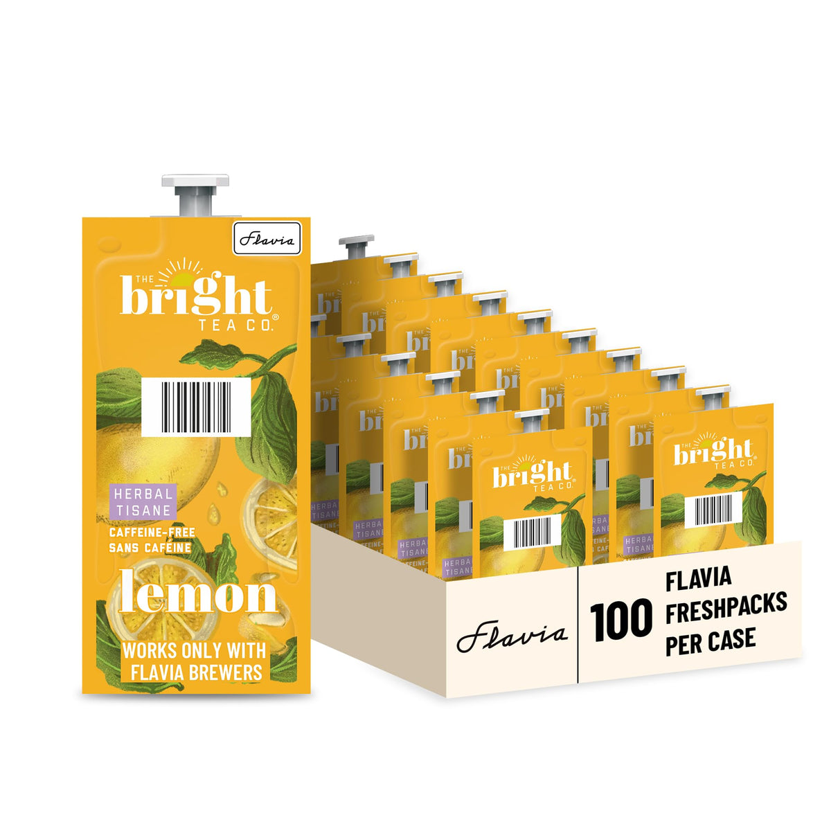Flavia Bright Tea Co. Lemon Freshpacks box for quick, mess-free brewing
