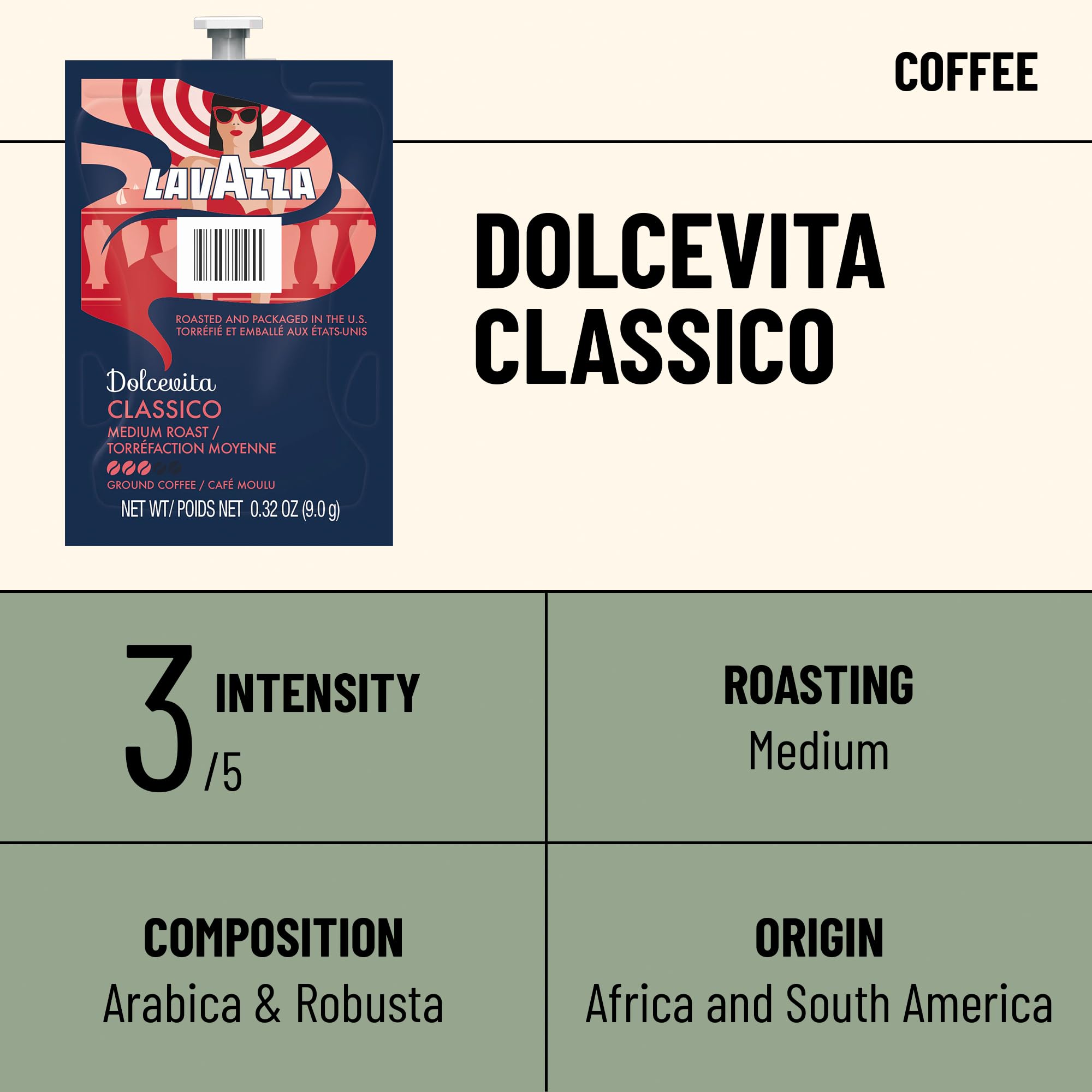 Dolcevita Classico freshpack ready for Flavia machine insertion and consistent extraction.