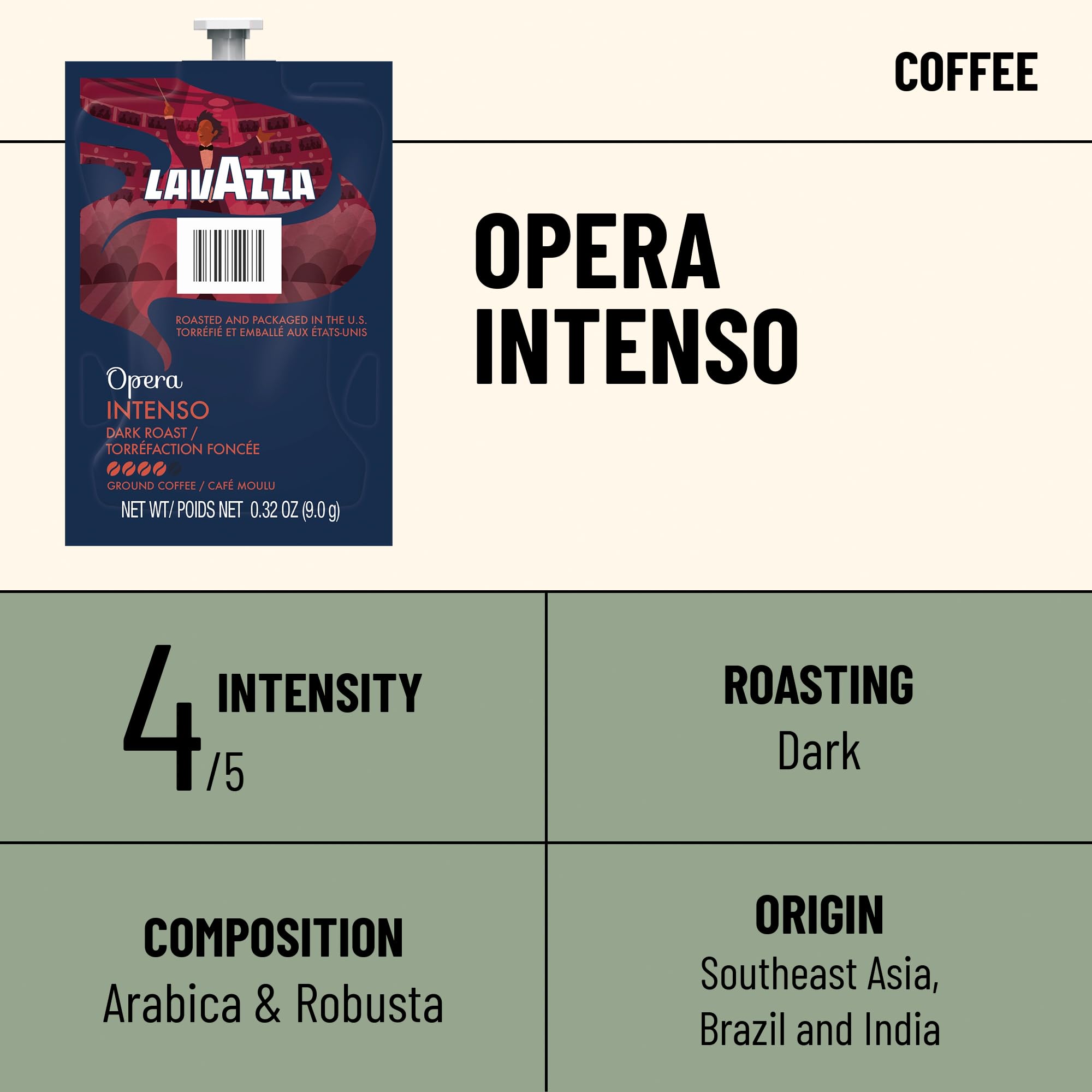 Flavia Lavazza Opera Intenso Freshpack pour demonstrates a rich, full-bodied cup.