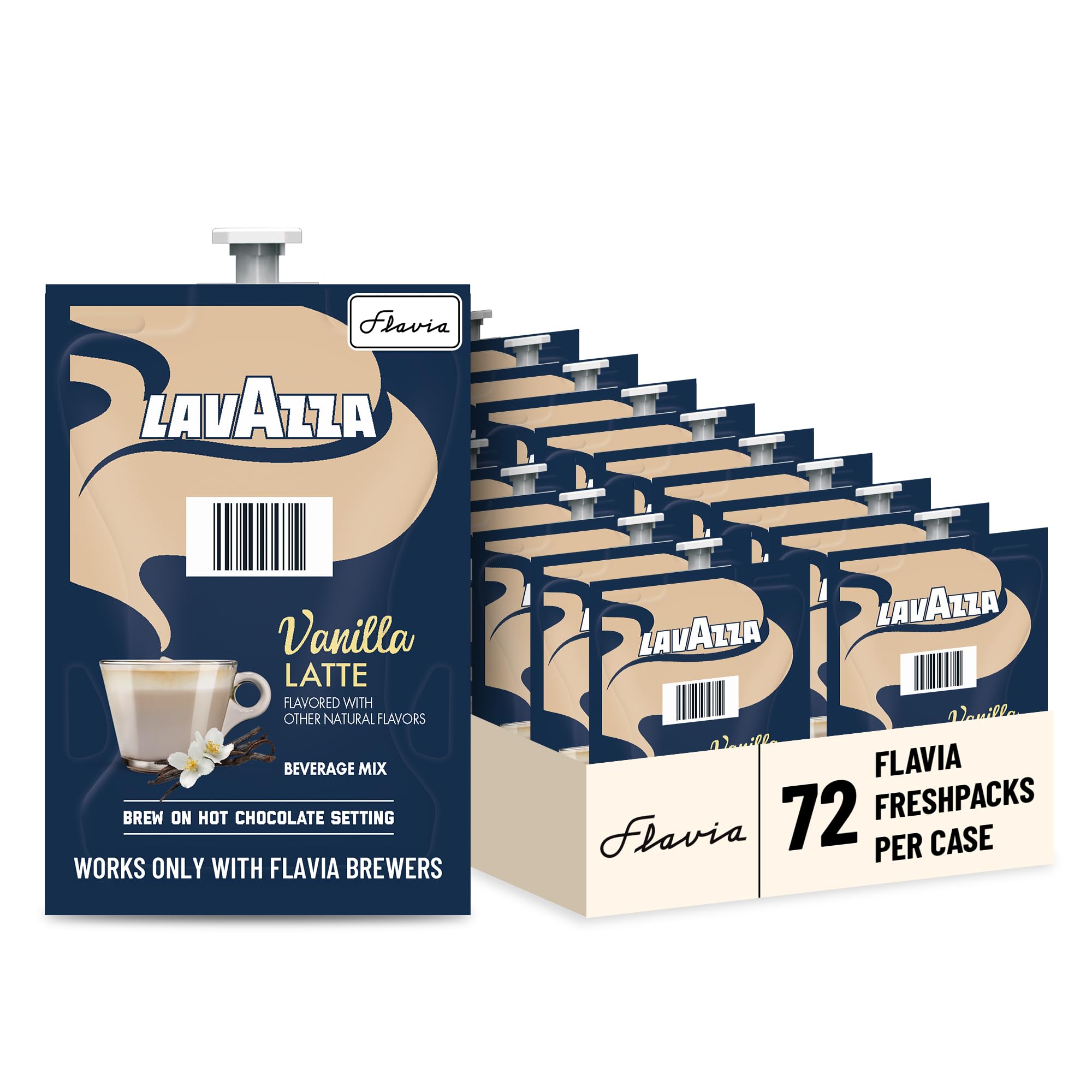 Flavia Lavazza Vanilla Latte Freshpack pack ready for quick single-serve mornings.