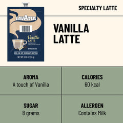Flavia Lavazza Vanilla Latte Freshpack creates a velvety froth in a cup.