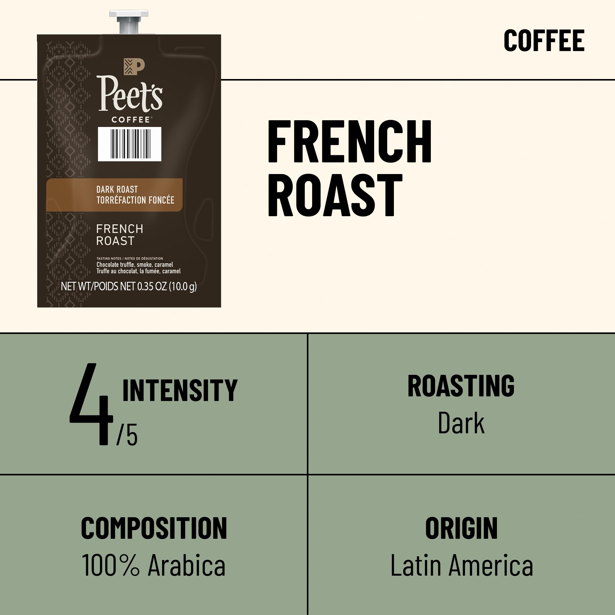 Close-up of Flavia Peet’s Freshpack pouring into a cup for a rich brew