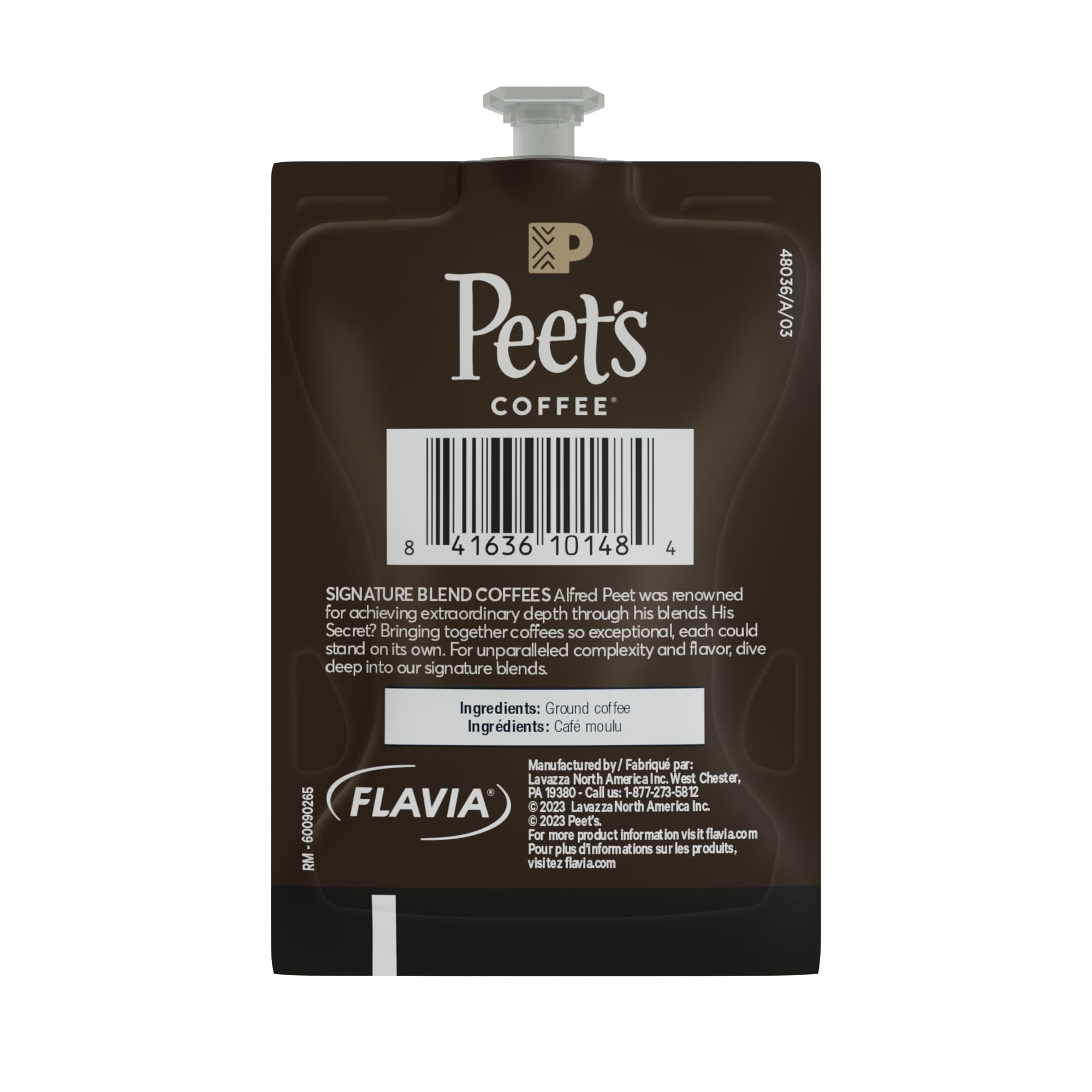 Freshpack storage bin keeping Flavia Peet’s coffee fresh