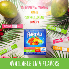 Flavor Aid being stirred into a water bottle, quick fruity flavor enhancement.