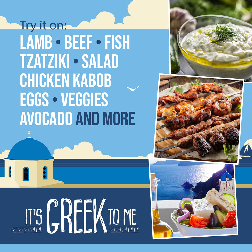Flavor Seed It's Greek To Me spice mix close-up revealing Mediterranean herbs.
