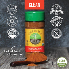 Flavor Seed Rock Yo Taco spice dispense ideal for taco seasoning.
