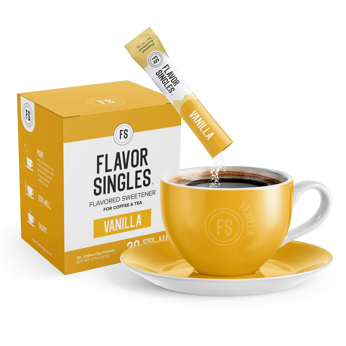 Flavor Singles vanilla powder packets for coffee with café-style sweetness