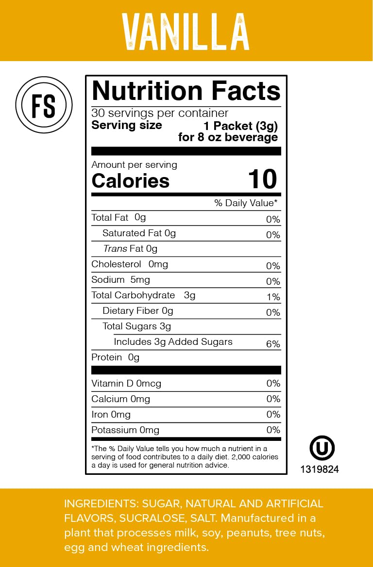 Flavor Singles vanilla packets for tea adding creamy notes
