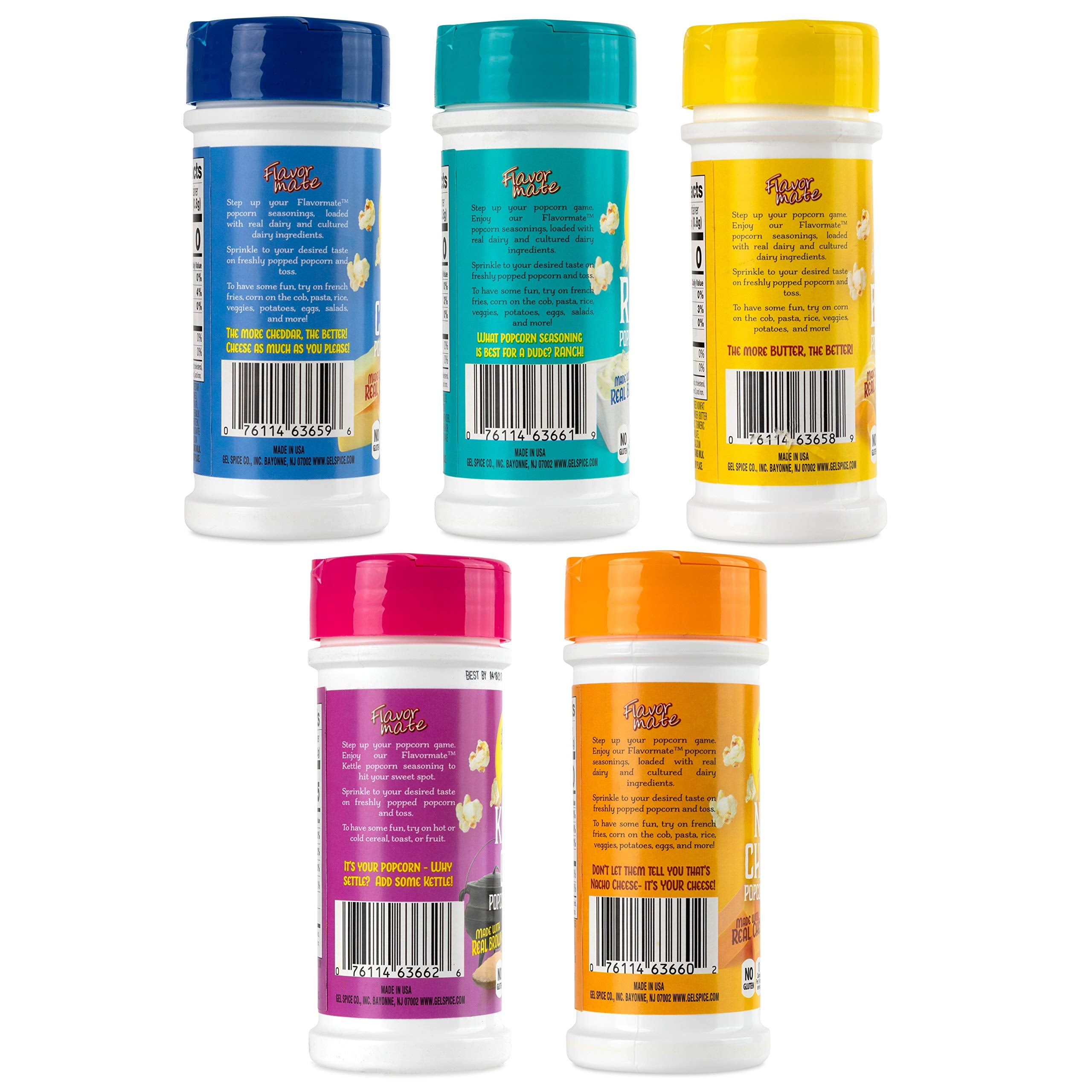 Flavor Mate Kettle Corn seasoning jar open for sweet-salty popcorn.