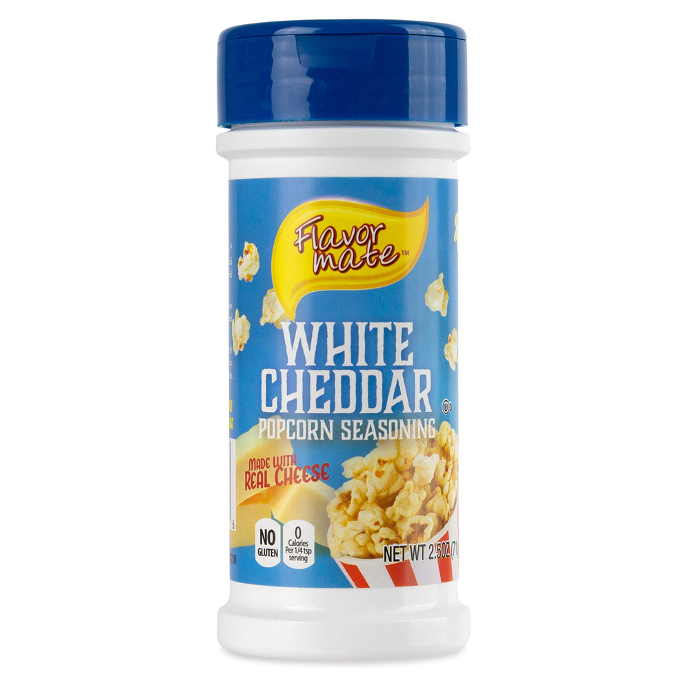 Flavor Mate Ranch shaker beside popcorn bowl for a tangy finish.