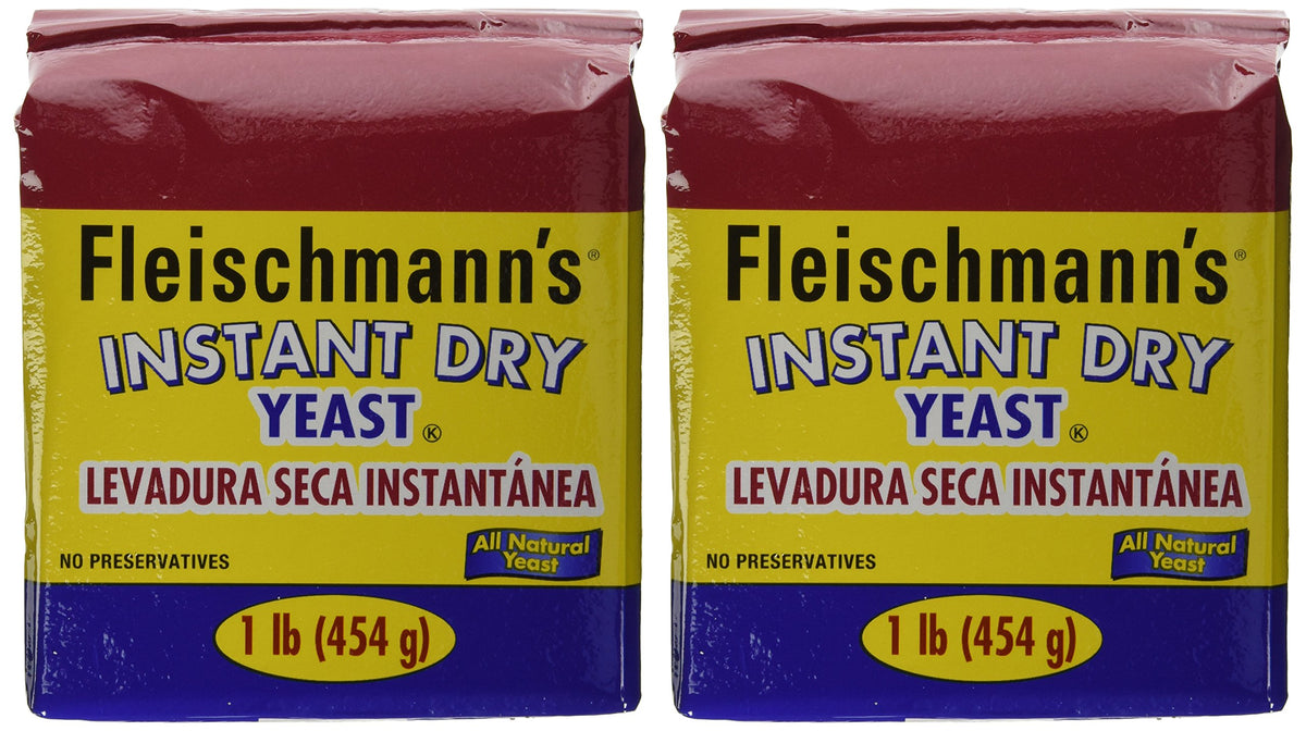 Fleischmann's Instant Yeast packaging shows two 16-ounce bags for quick, reliable baking
