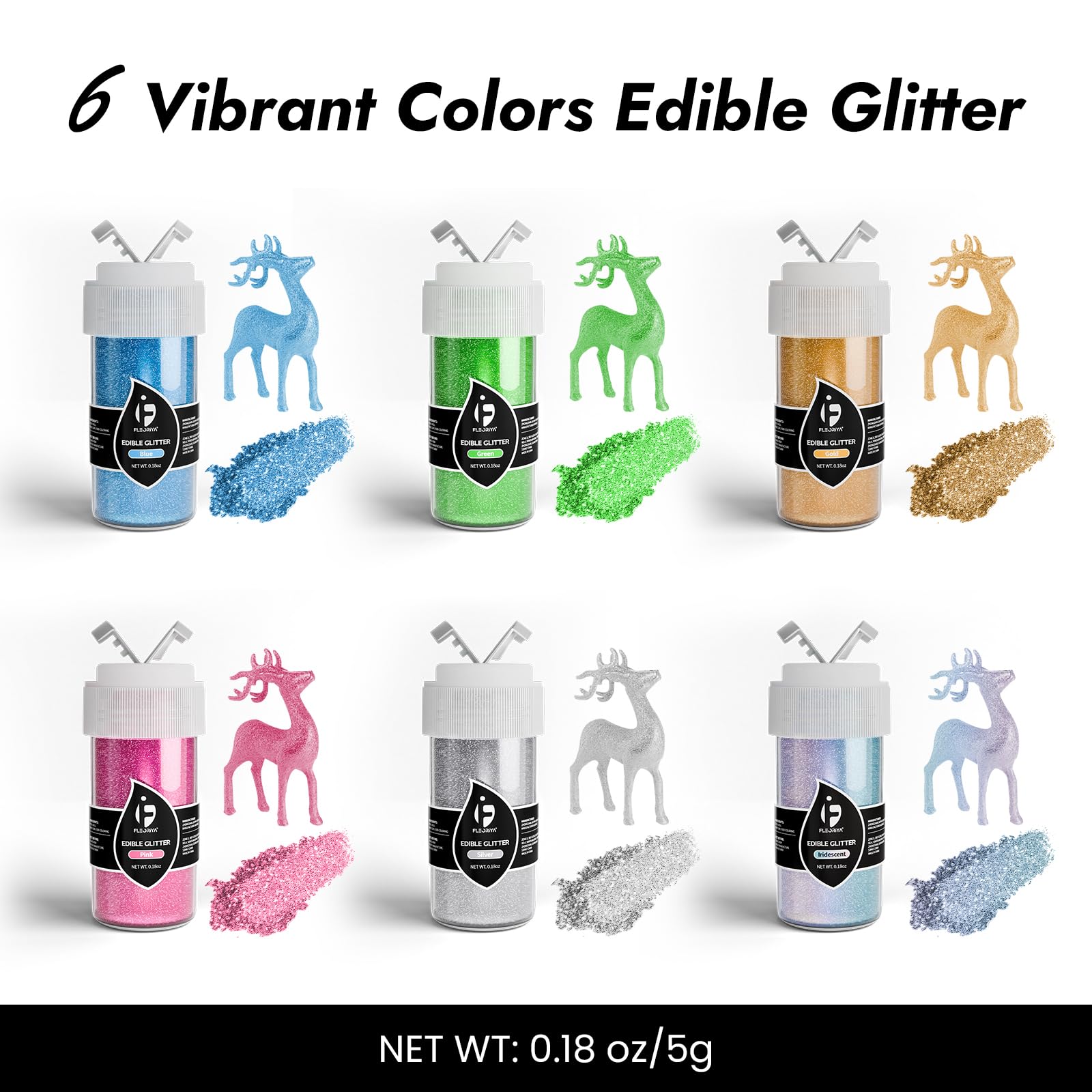 Fleoriya pink glitter dust for pretty candy and cake decorations.