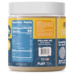 Flex Vegan Protein Cookie Butter Powder being poured into a shake for energy