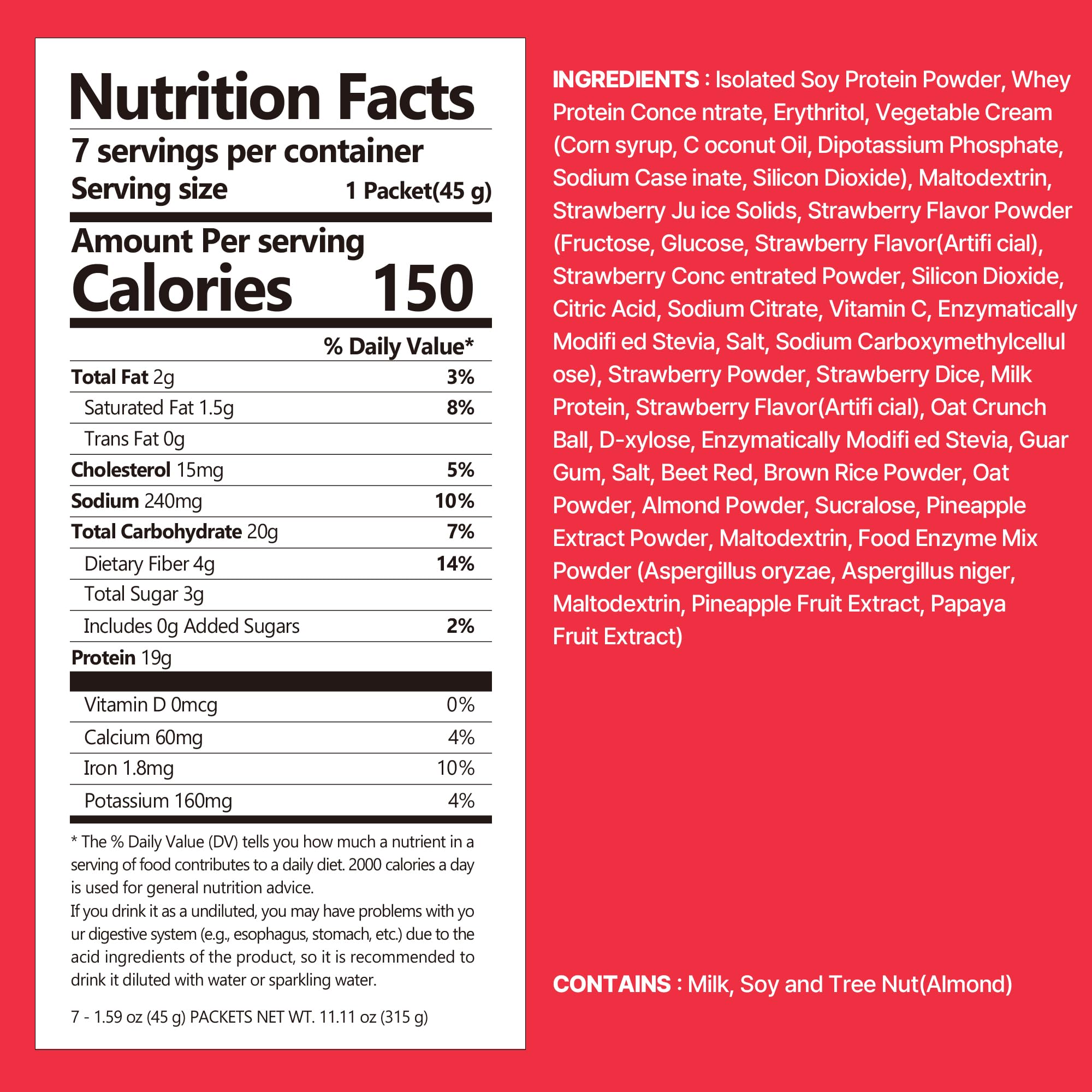 FLIMEAL protein shake delivers 19g protein per serving for muscle support.