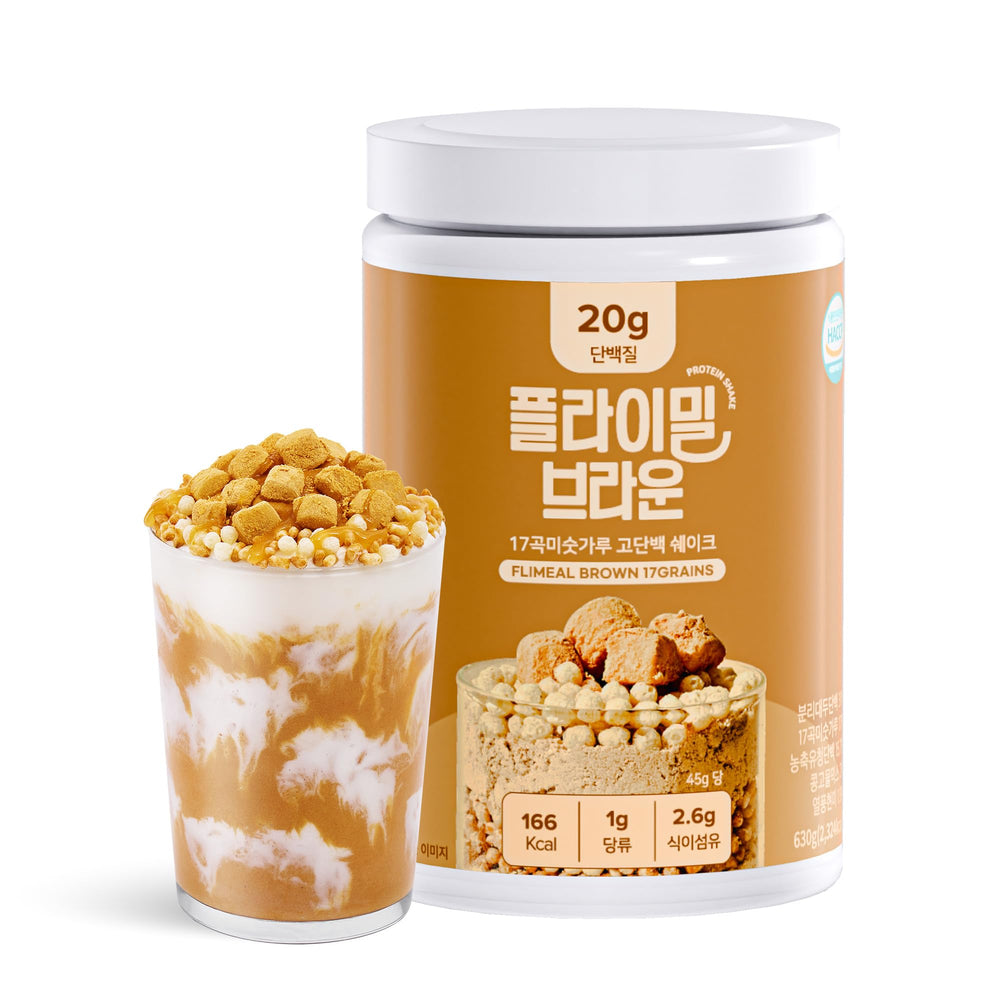 Flimeal Brown 17Grains protein shake packshot for easy, on-the-go meals.