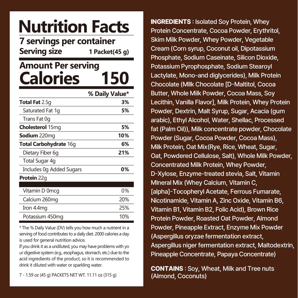 FLIMEAL chocolate shake close-up with crunchy protein balls for a satisfying texture.