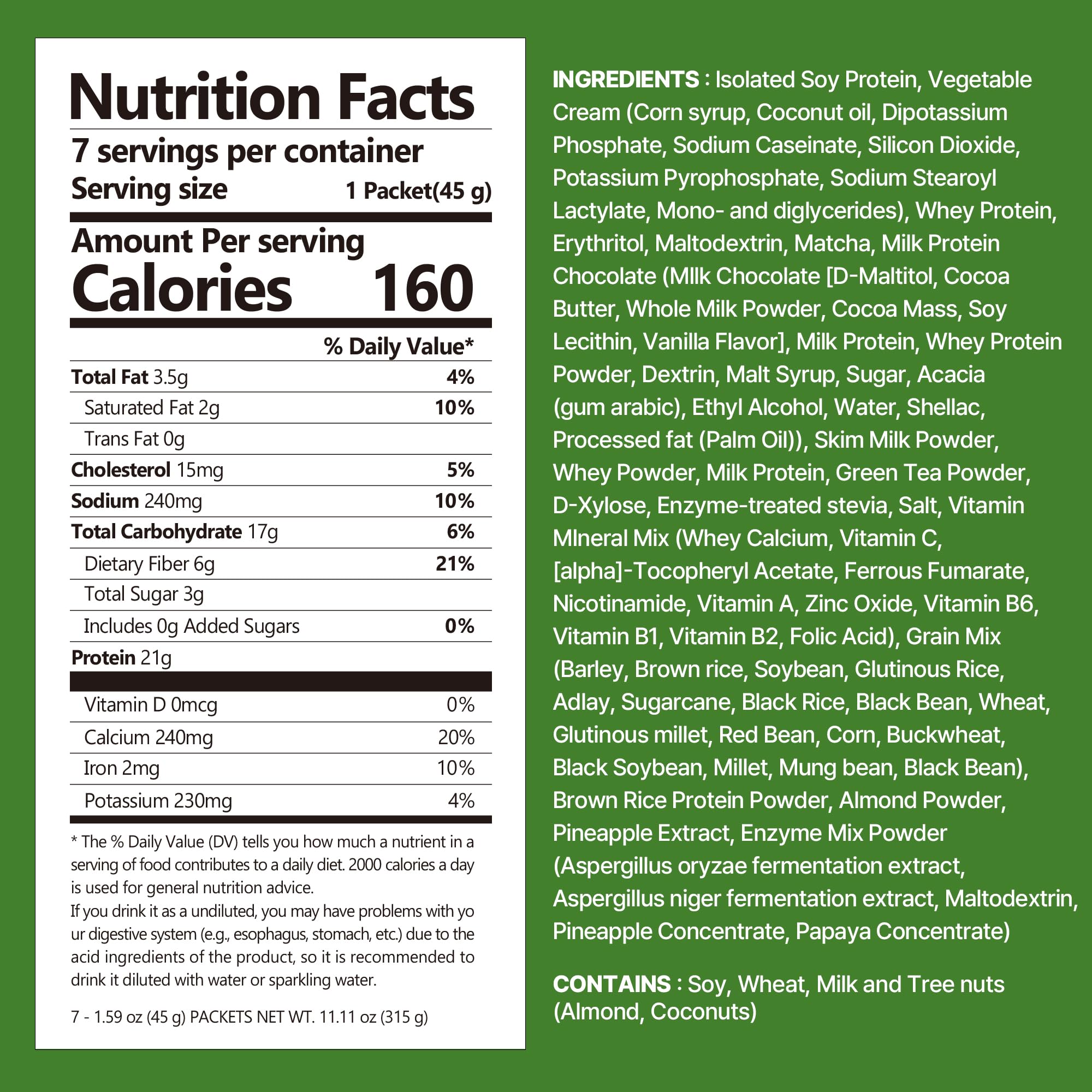 Flimeal shake pouring with crunchy protein balls and creamy matcha flavor.