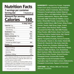 Flimeal shake pouring with crunchy protein balls and creamy matcha flavor.