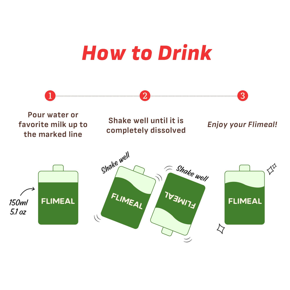 Flimeal GreenTea Matcha shake packaging highlights keto-friendly, low sugar.