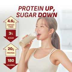 7-serving Flimeal Milk Tea Protein Shake pouch displayed for on-the-go use