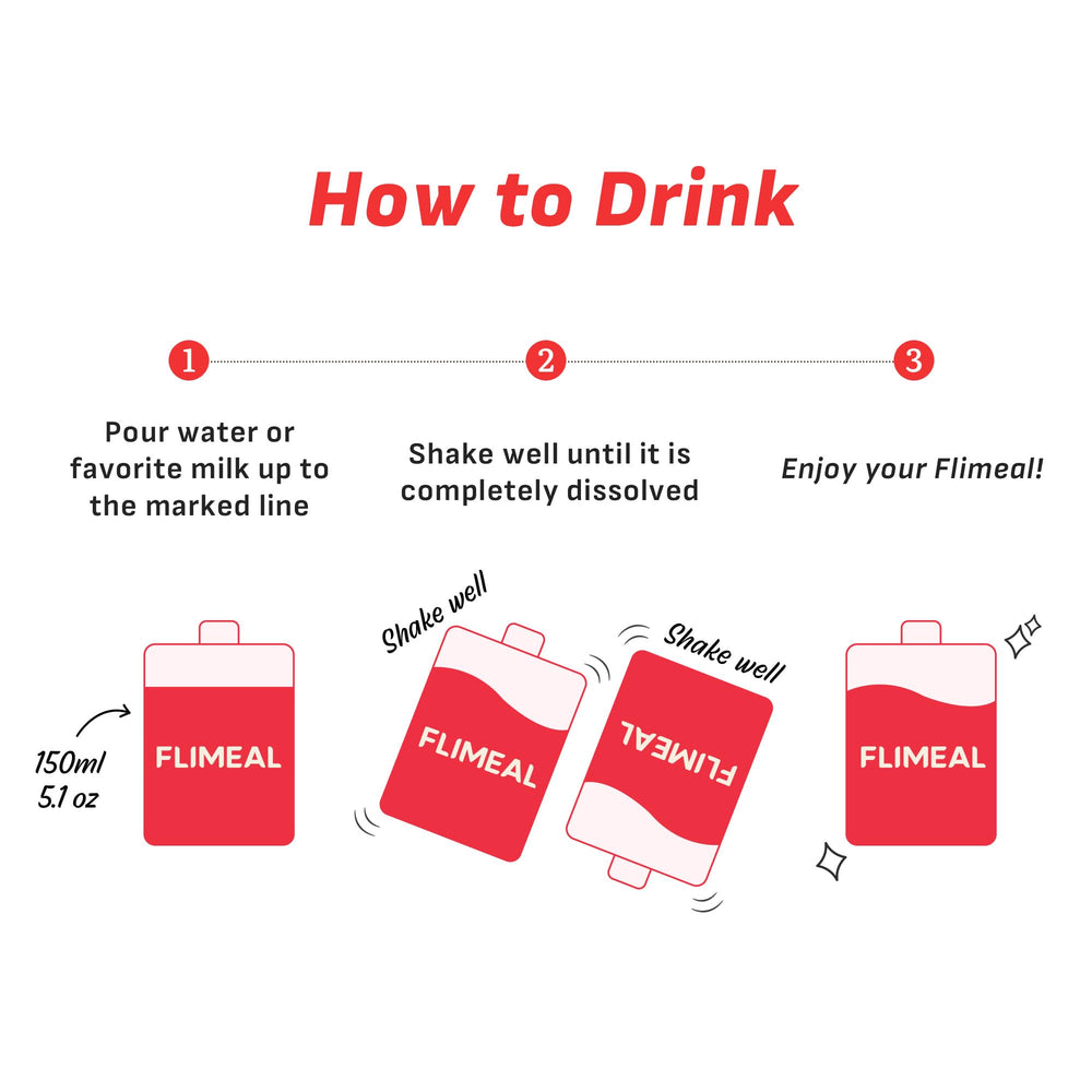 Flimeal on-the-go wellness shake ideal for busy mornings.