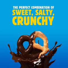 Flipz dark chocolate coating detail highlights rich flavor and crunchy texture.