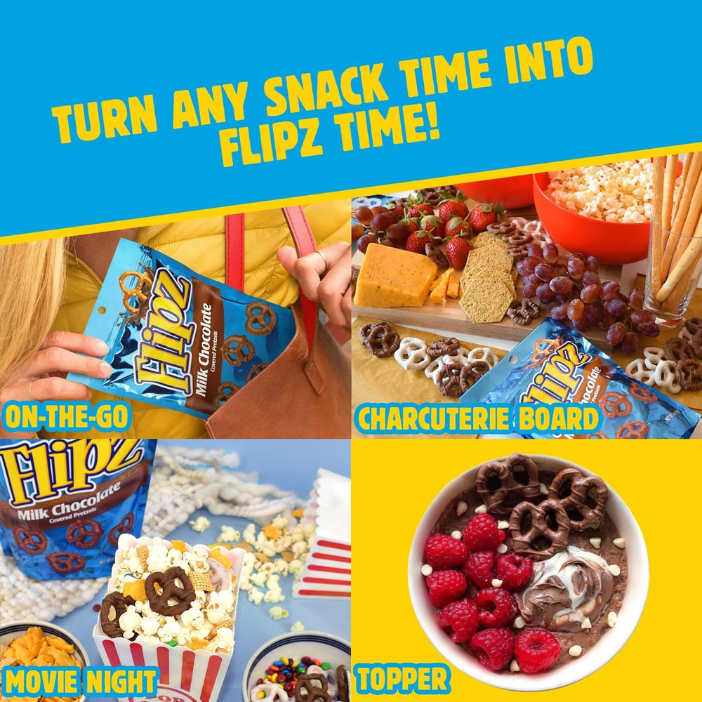 Flipz road-trip snack pack ideal for travel and sharing.