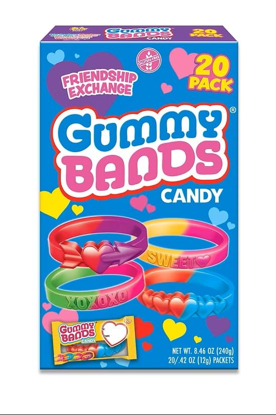 Flix Candy Gummy Bands bracelets, colorful set for classroom Valentine’s exchanges