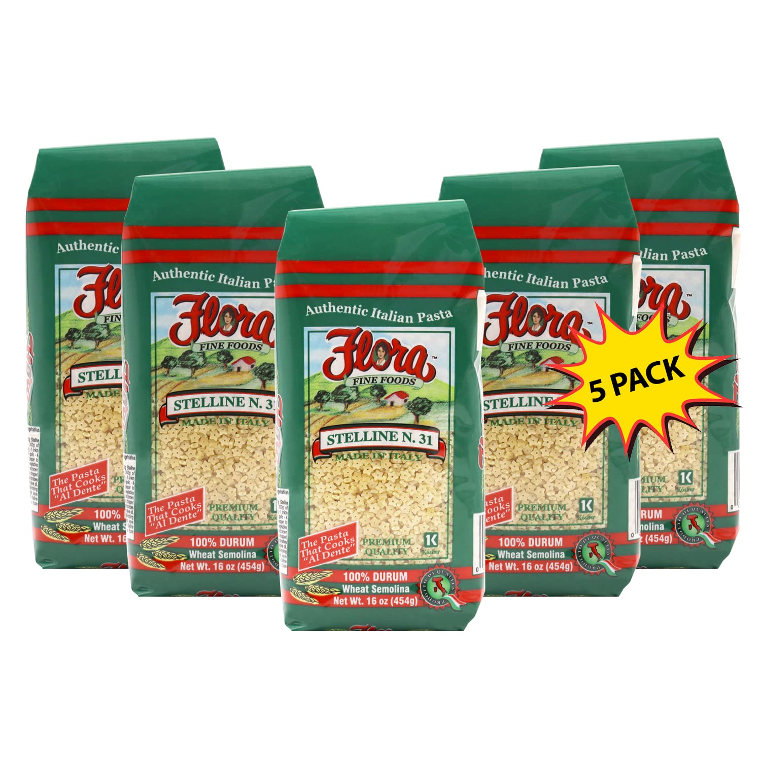 Flora Fine Foods Pastina Stars Pack 5lbs, ideal for quick, comforting meals.