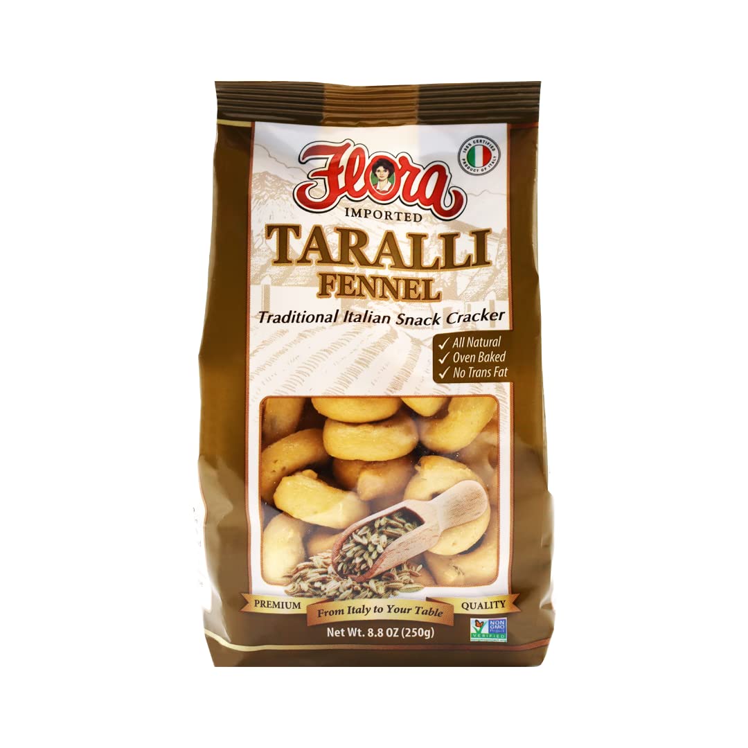 Flora Fine Foods Taralli Fennel pack close-up for flavorful snacking