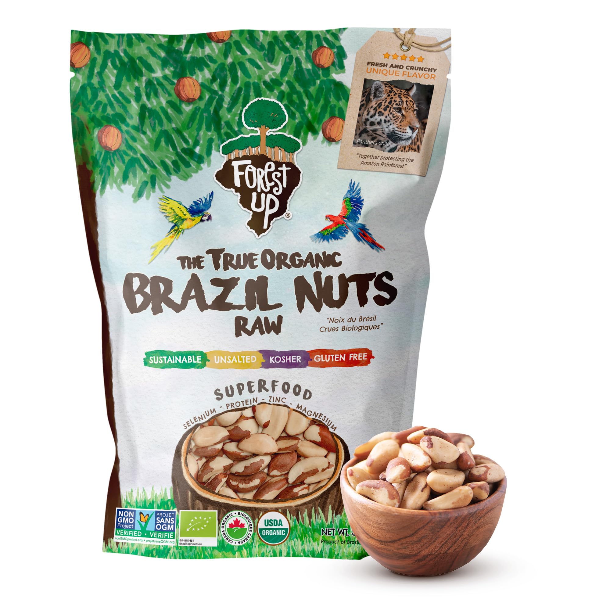 Floresta em Pé Brazil nuts, raw and unsalted, ideal for clean snacking.