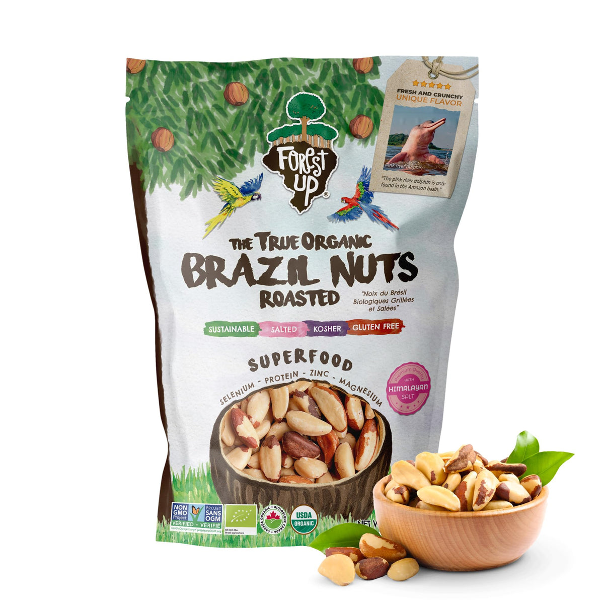 Floresta em Pé premium brazil nuts roasted with Himalayan salt for a crunchy snack