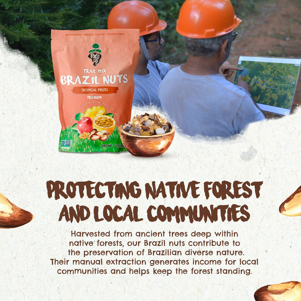 Floresta em Pé Tropical Trail Mix resealable packaging showing freshness