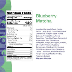 Floura Blueberry Matcha Bars closeup of blueberries and matcha for a flavorful fiber-rich bite.