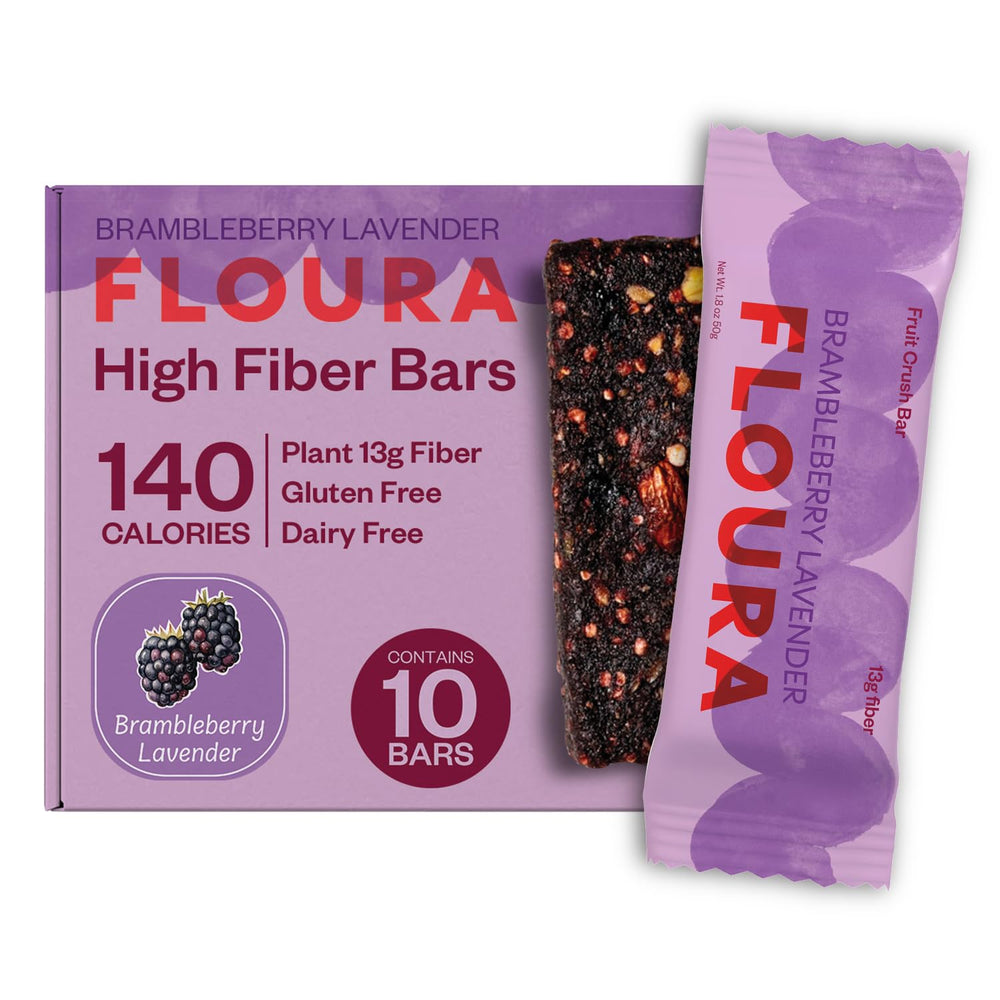 Floura Brambleberry Lavender bar fruit-forward flavor and fiber boost in a bite