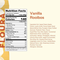 Creamy vanilla rooibos texture close-up highlighting fruit bits