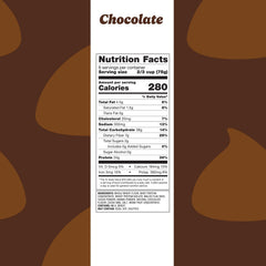 Flourish chocolate pancakes stack showing fluffy, high-protein breakfast option.