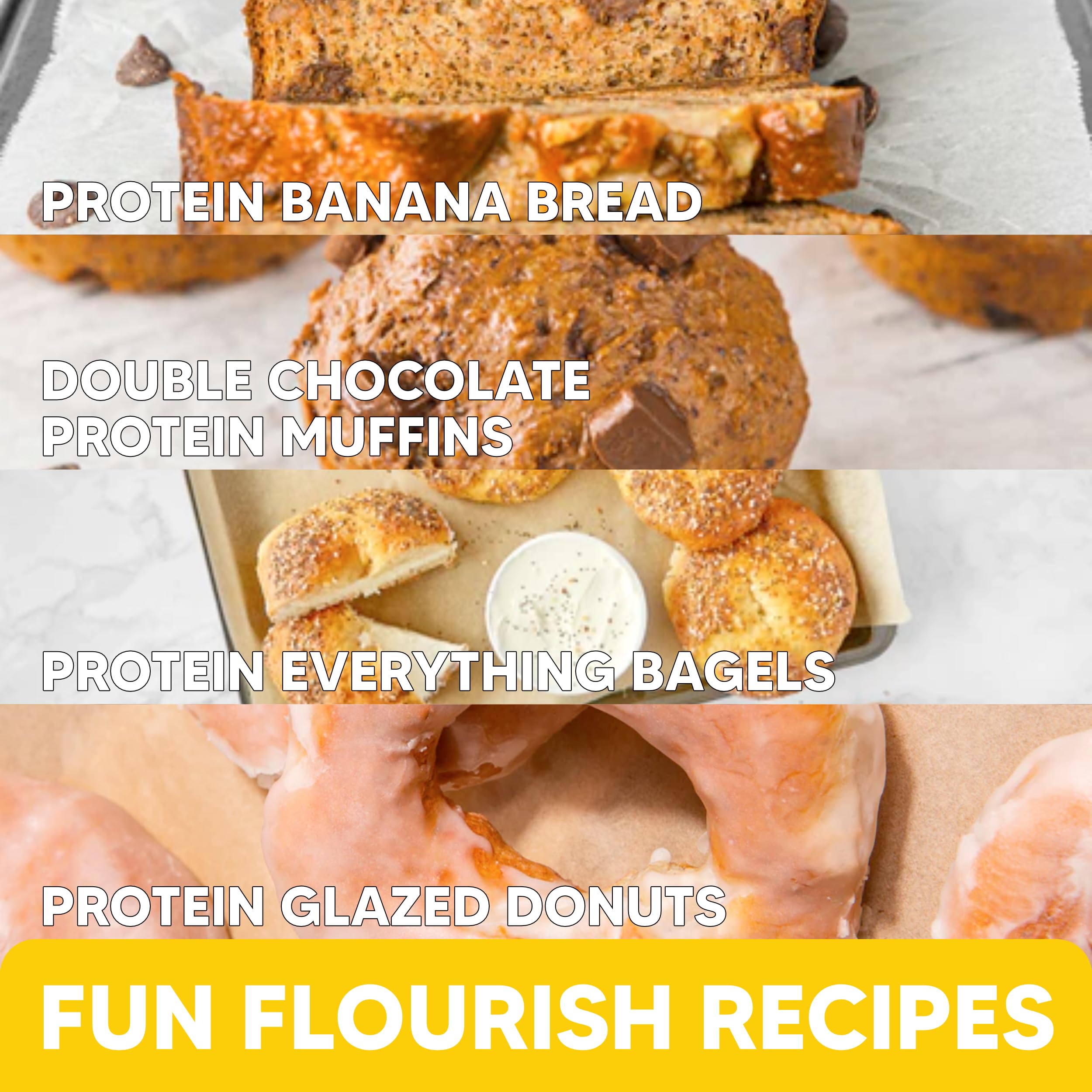 Close-up of Flourish mix with whey protein isolate and flax seeds.